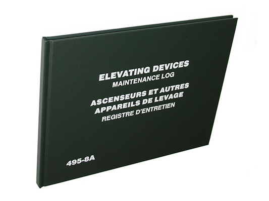 Elevating Devices (Elevator) Maintenance Log Book (Bi-lingual) #495-8A Front Cover