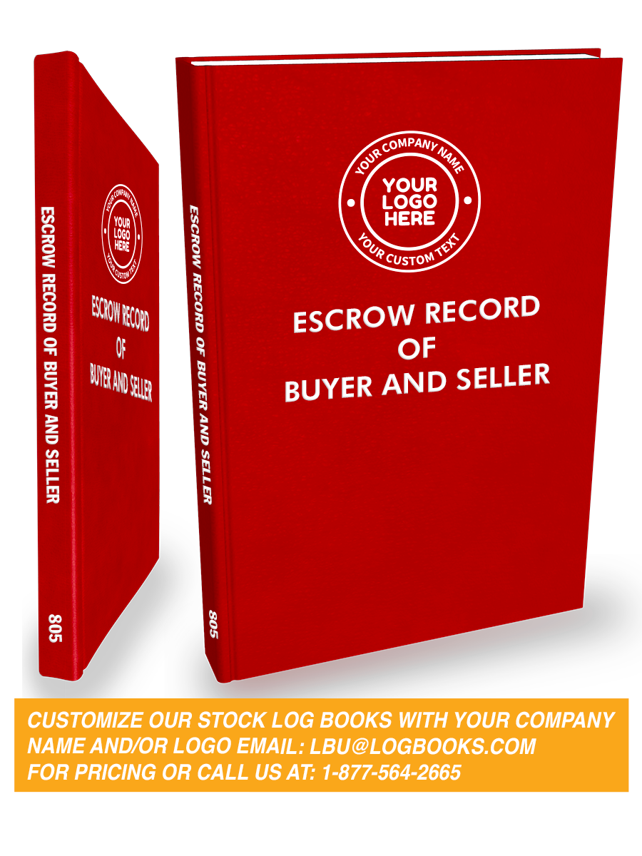 Escrow Record of Buyer and Seller Log Book #805 Custom Cover