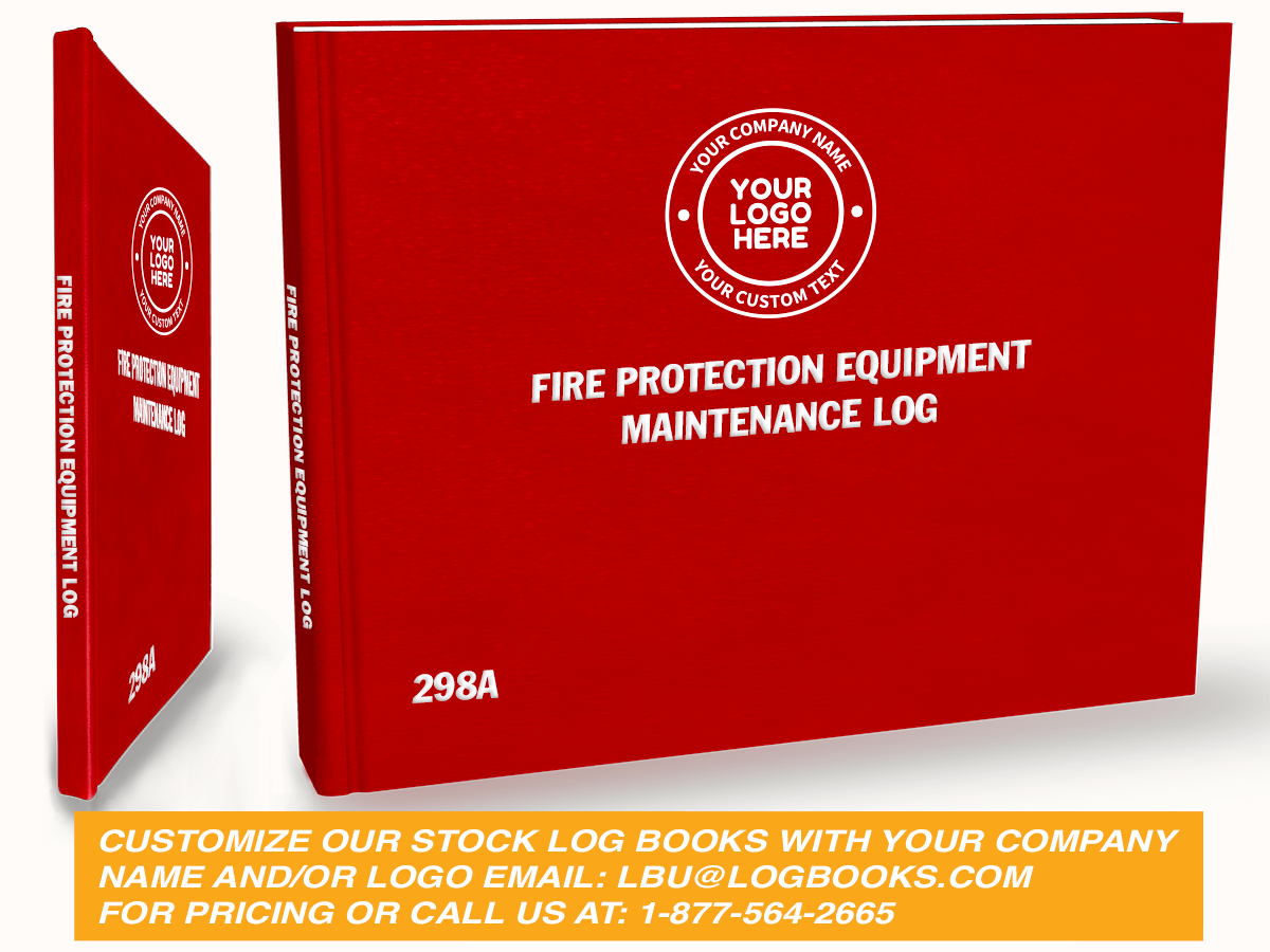 Fire Protection Equipment Log Book #298A Custom Cover