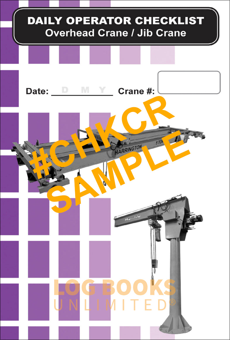 Overhead Crane / Jib Crane Checklist + Plastic Caddy # SCADD(CR) Sample Cover