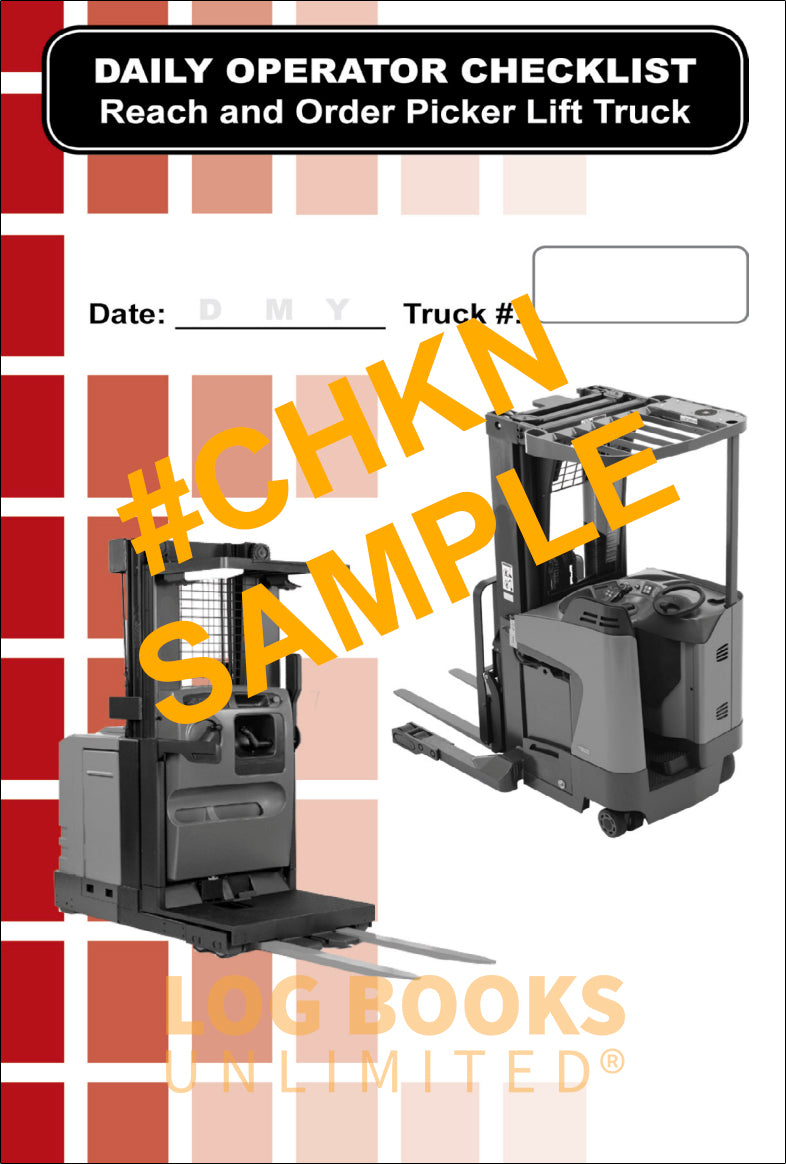 Reach and Order Picker (Narrow Aisle) Lift Truck Checklist + Plastic Caddy # SCADD(N) Cover Proof