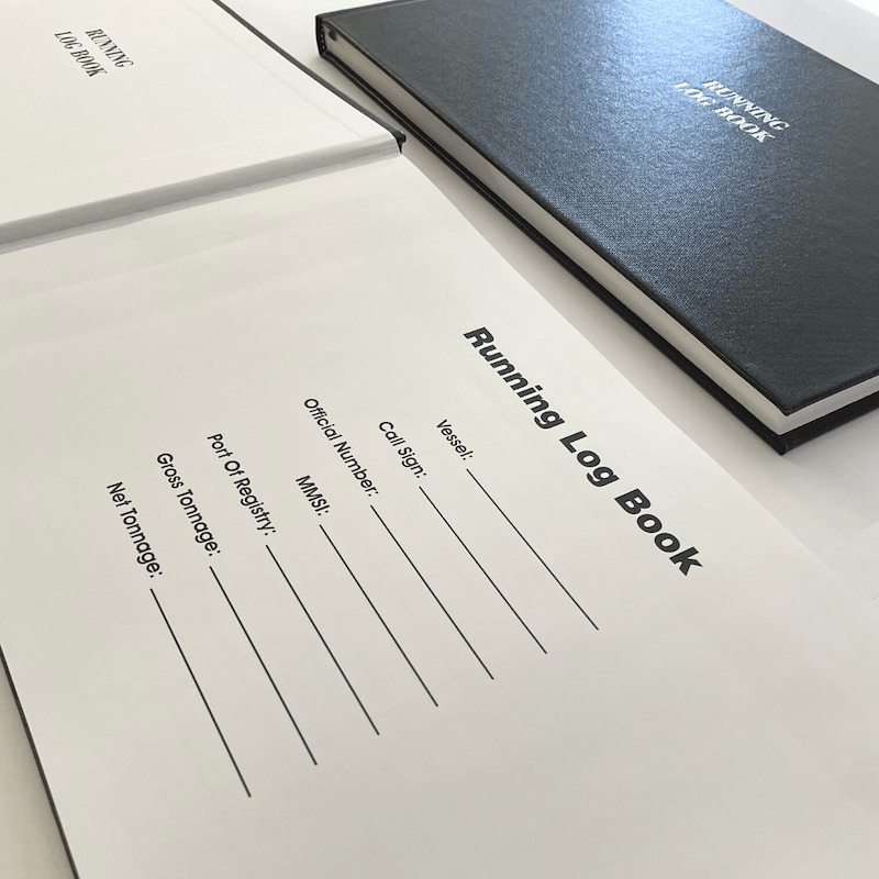 opened custom white log book
