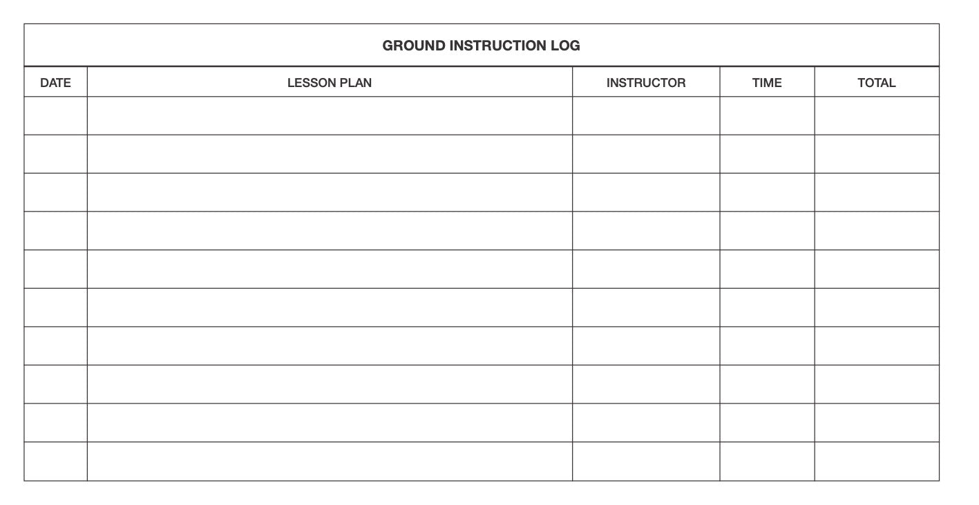 inner page view of an pilot log book instructor