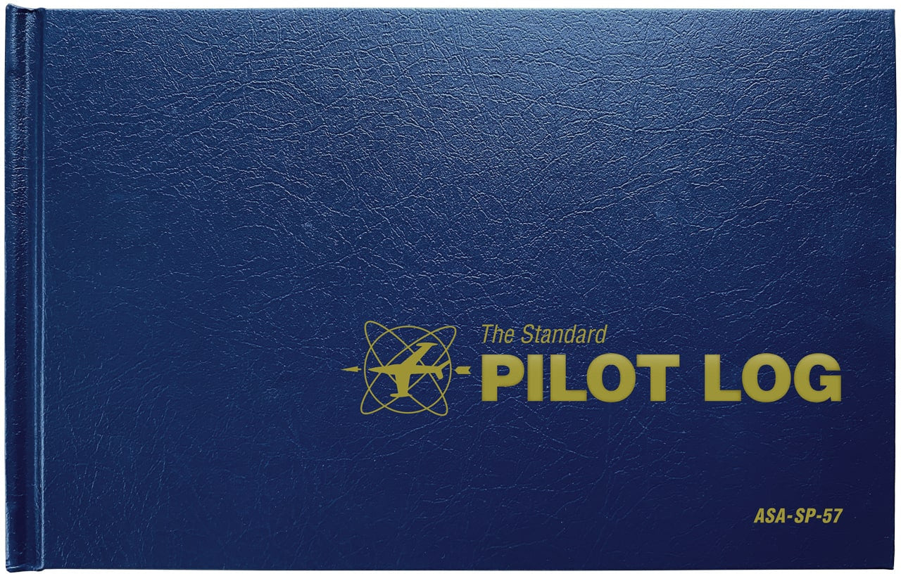 a blue cover of a pilot log book.