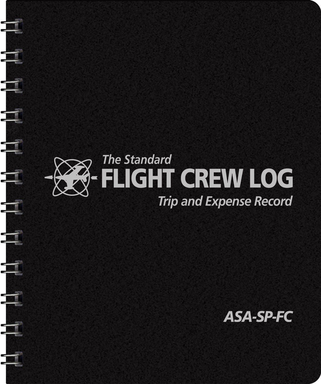 a black cover standard flight crew log book - trip and expense record.