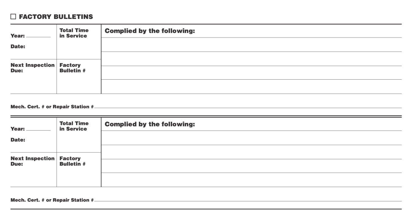 Propeller Log Book #SP-L Sample Page