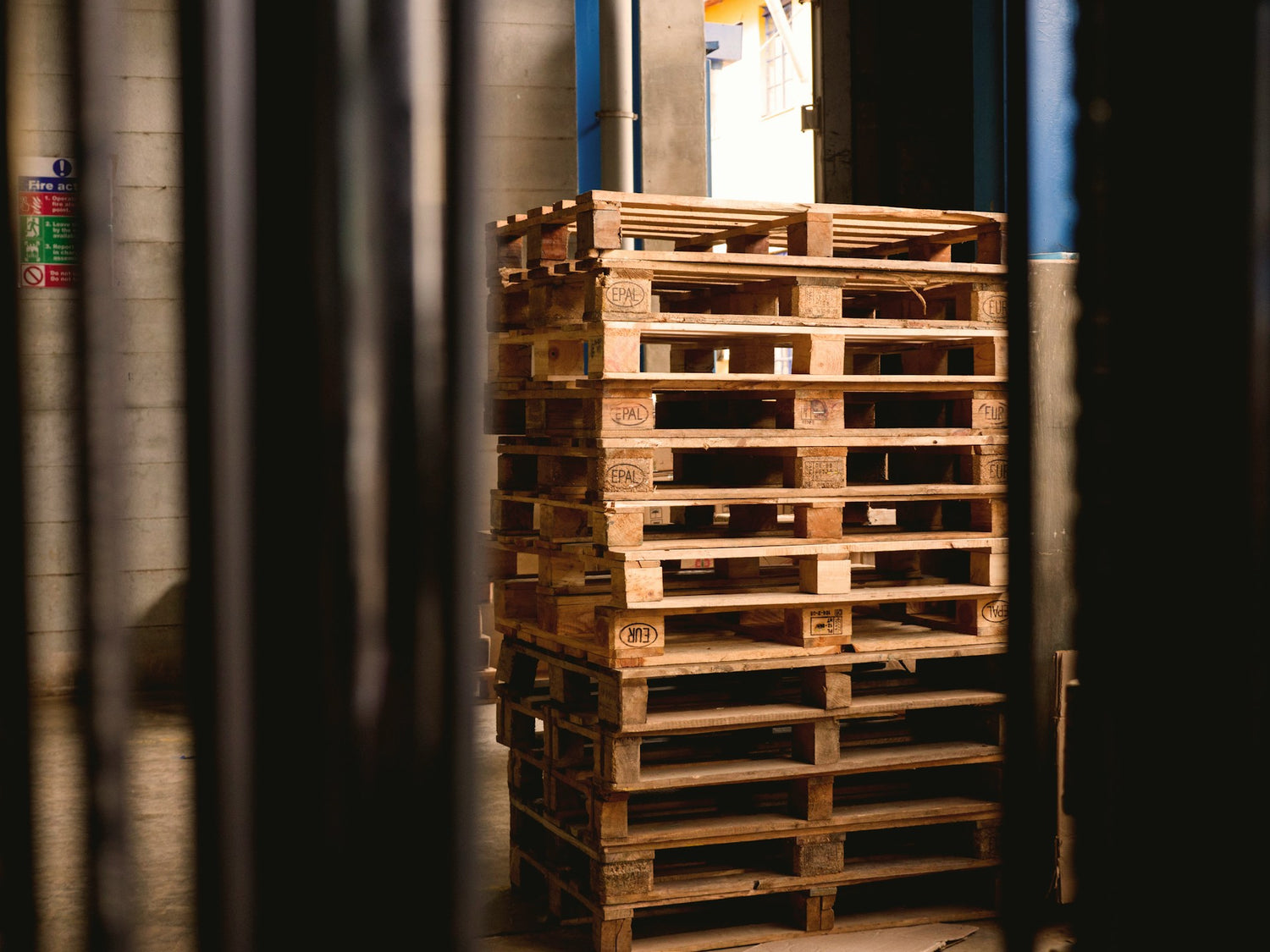 a pile of forklift crates