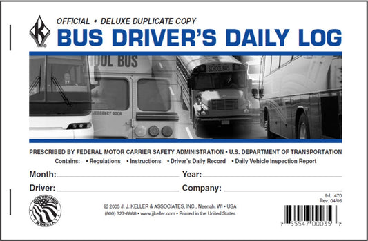 Bus Driver's Daily Log Book - Detailed DVIR #470 (9-L) Front Cover