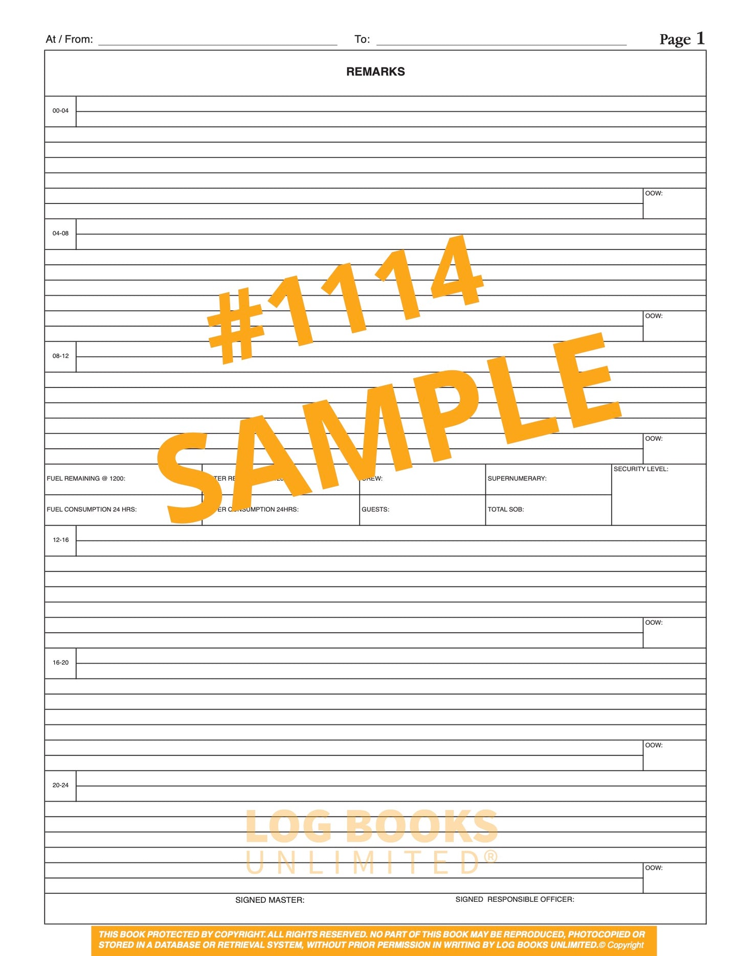 Deck Log Book #1114 Sample Page 2