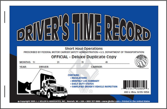 Driver's Exemption Log Book (Simplified DVIR, Short-Haul Operations - Carbon) #9056(692-L) Front Cover