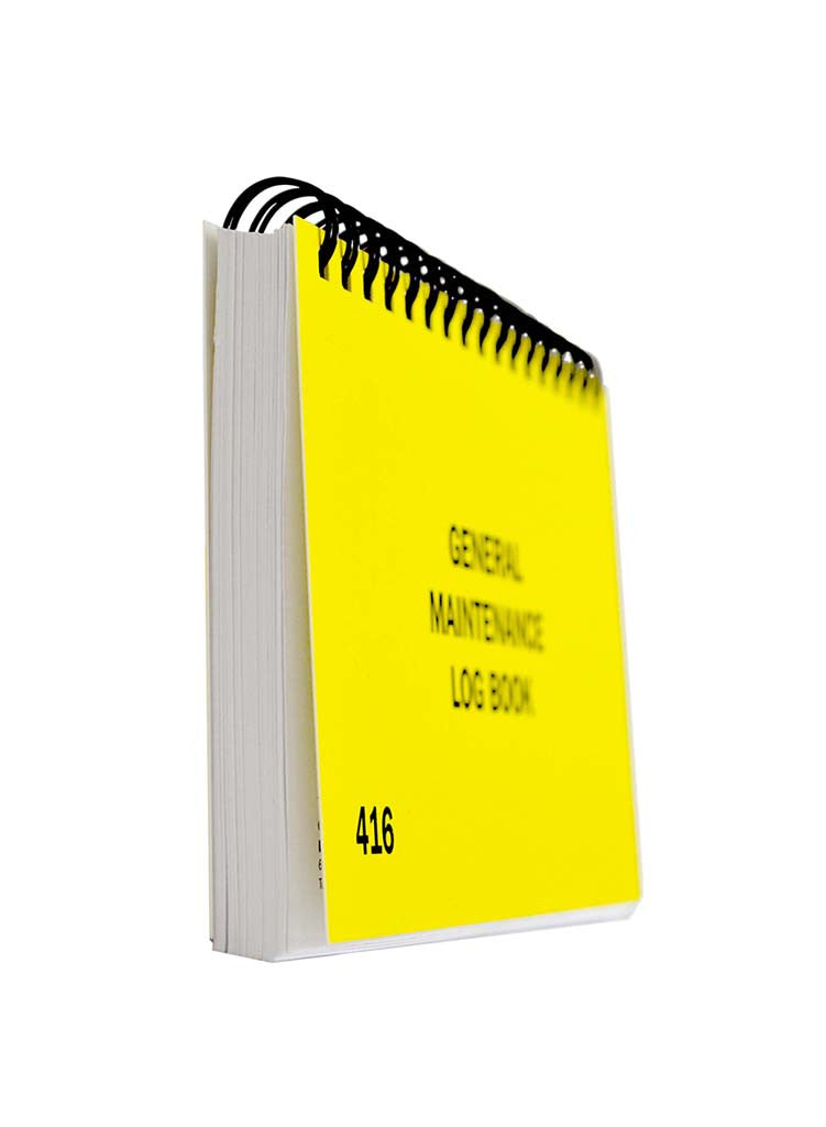 pocket sized yellow maintenance log book
