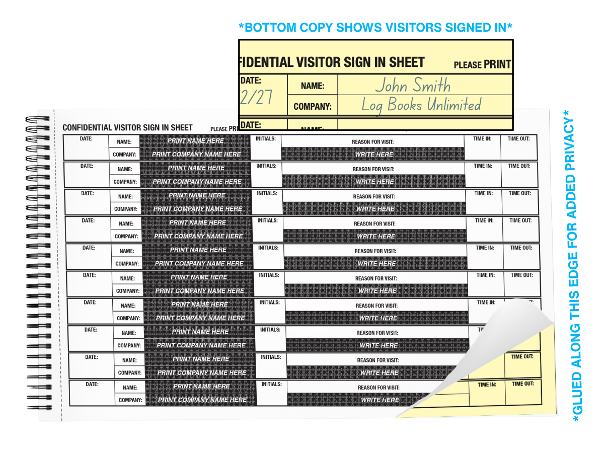 #626 Confidential Visitor Sign In Log Book, How the Inside Pages work