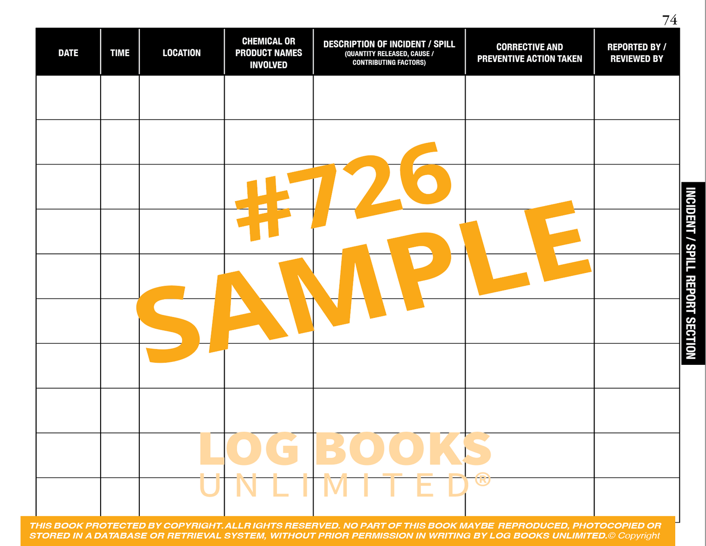 Hazardous Materials Log Book #726