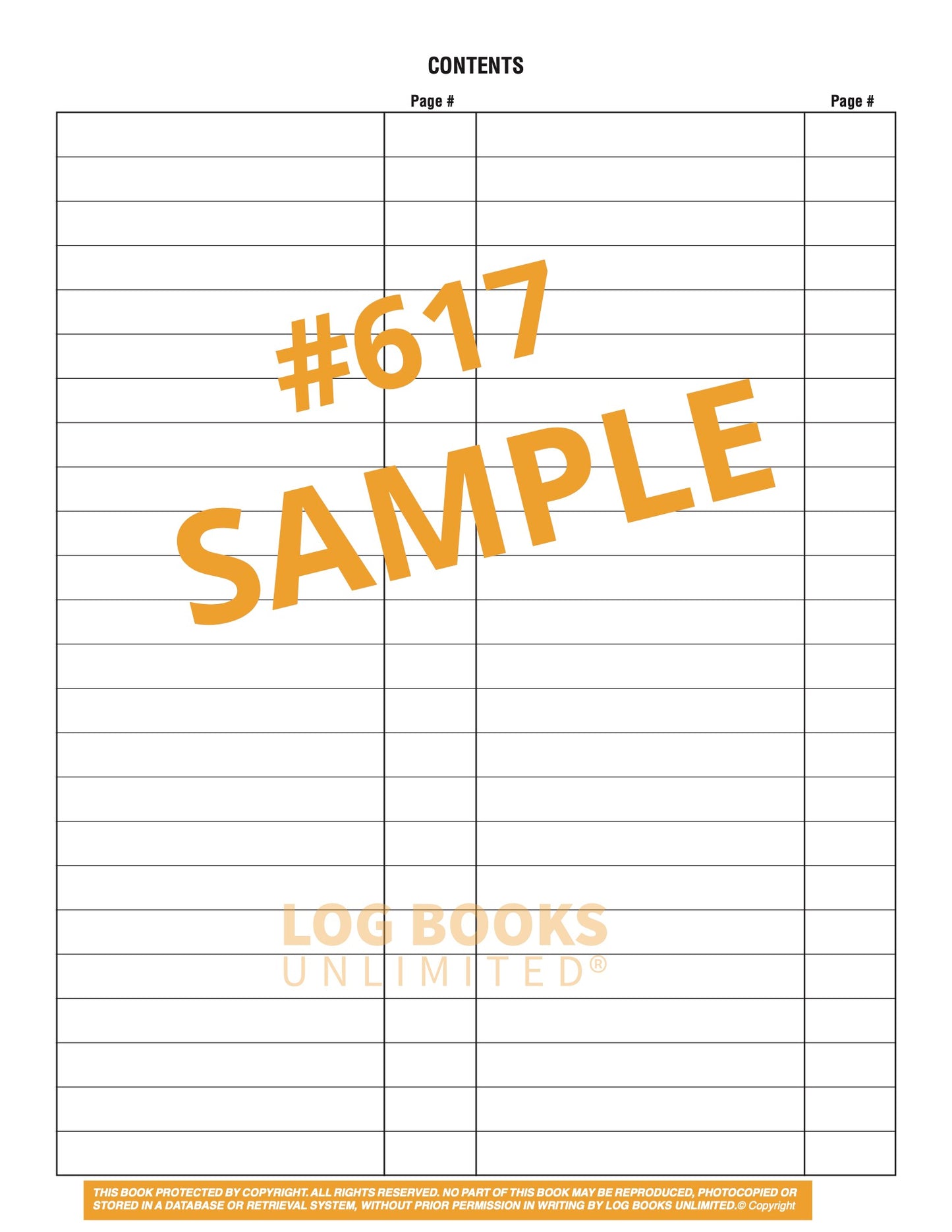 Blank Notebook / Log Book #617 Sample Page