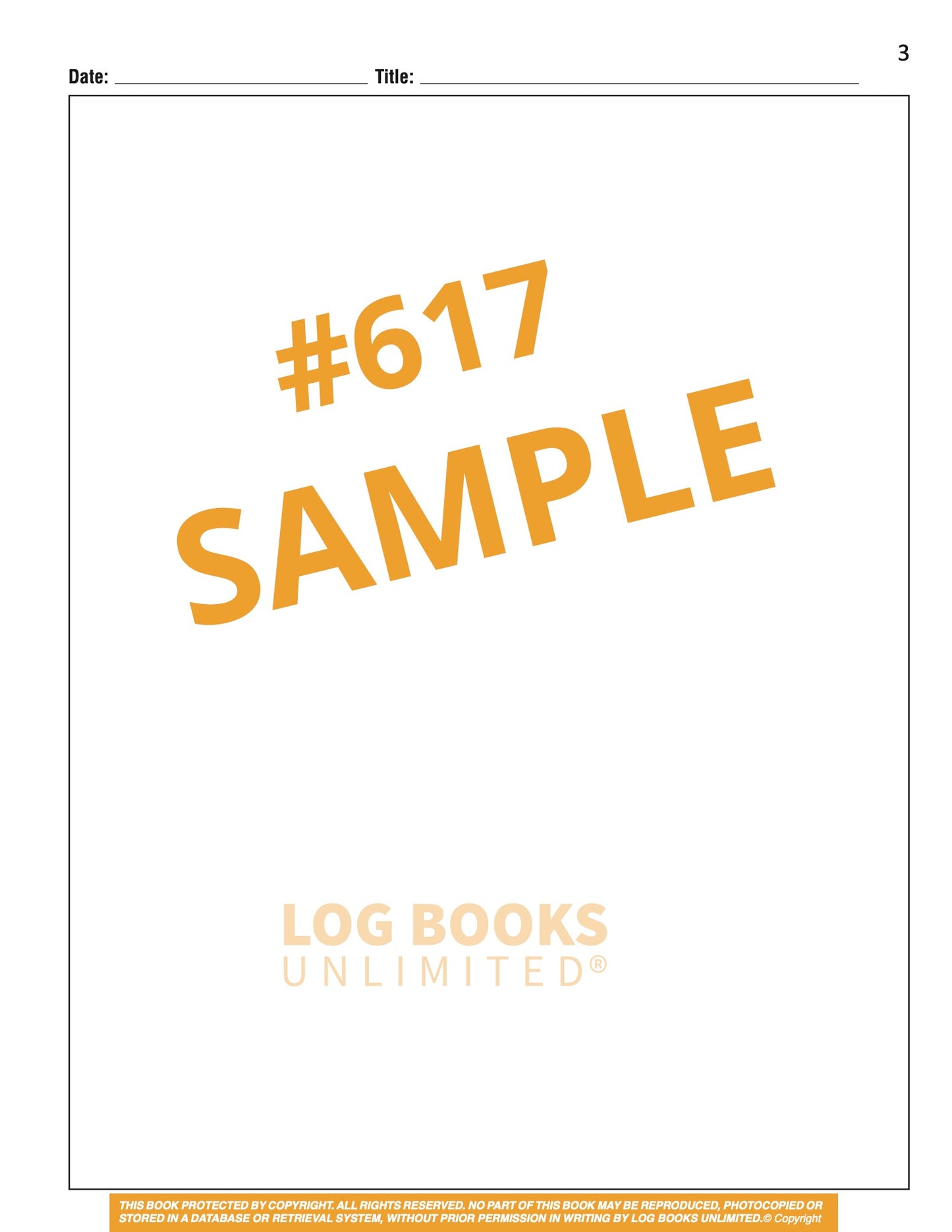 Blank Notebook / Log Book #617 Sample Page