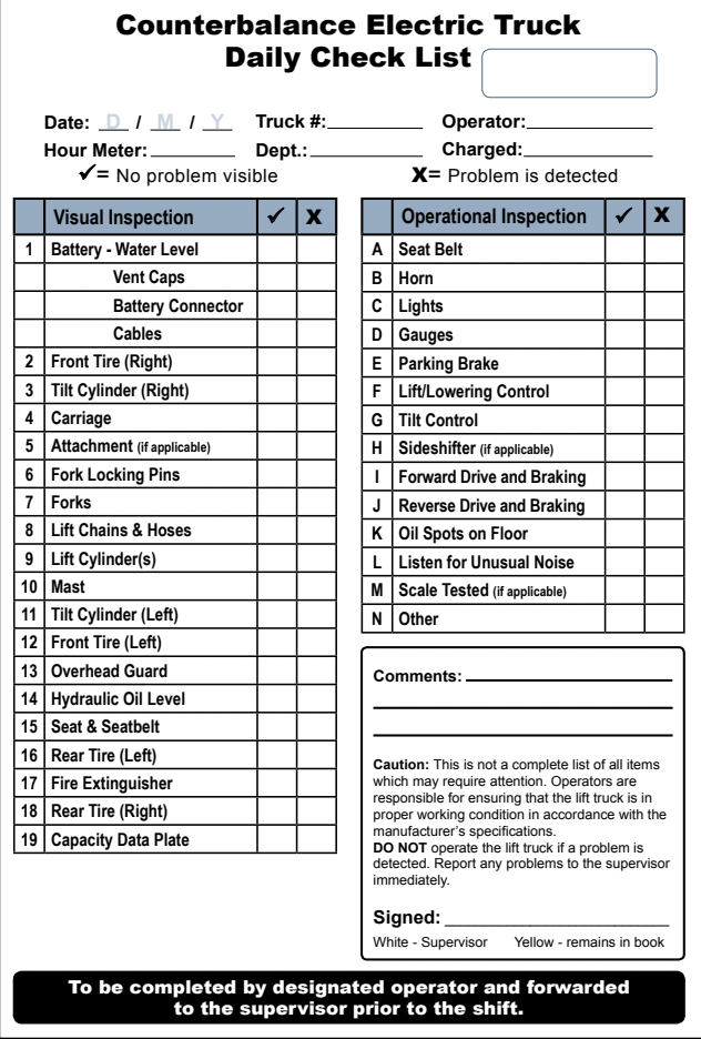 Stacker Checklist.pdf Powered Pallet Jack Weekly Checklist Daily Checklist Electric Pallet