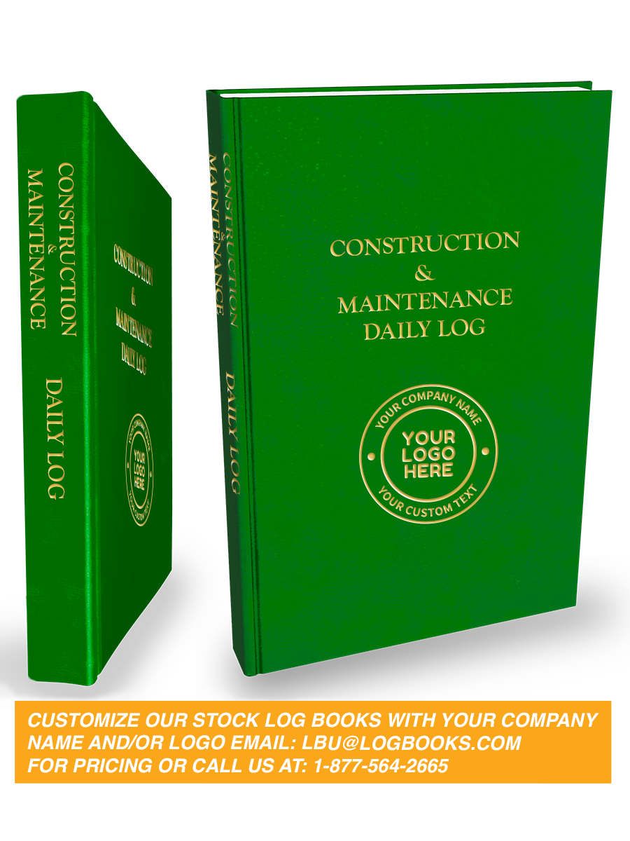 Construction & Maintenance Daily Log Book #505 Custom Cover