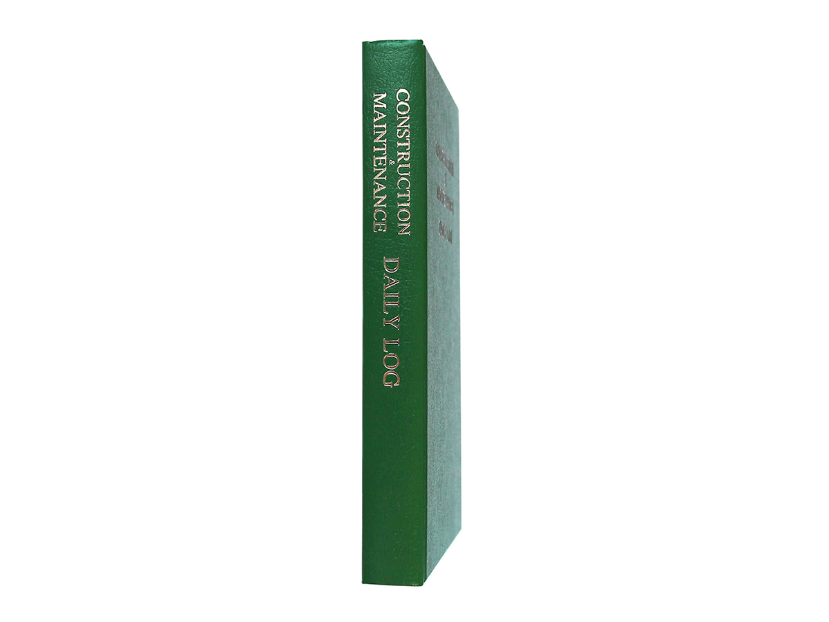 BookFactory Green Maintenance Log Book - 120 Pages, 9"x7" Smyth Sewn Hardbound, Imitation Leather Cover