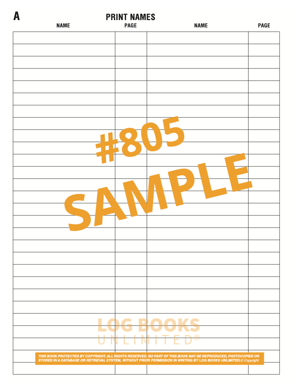 Escrow Record of Buyer and Seller Log Book #805 Sample Page 3