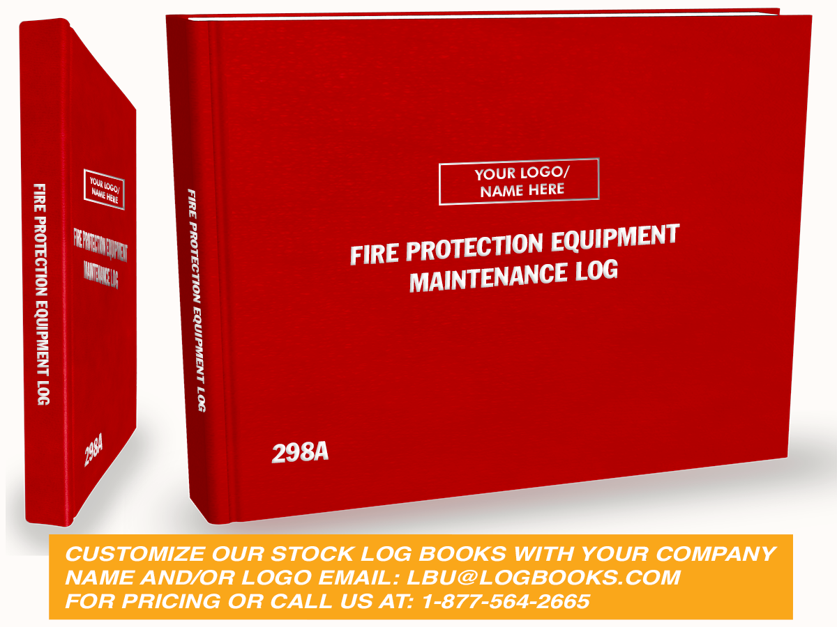 Fire Protection Equipment Log Book #298A Custom Cover