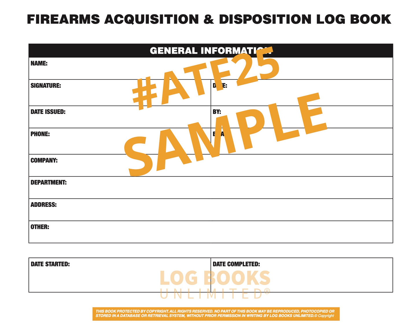 Firearms Log Page Sample