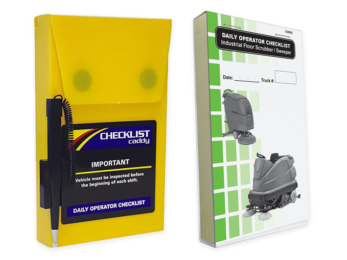 Industrial Floor Scrubber / Sweeper Checklist + Plastic Caddy # SCADD(IS)