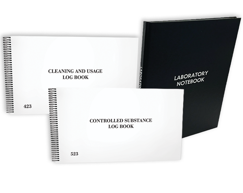Black and white laboratory log books