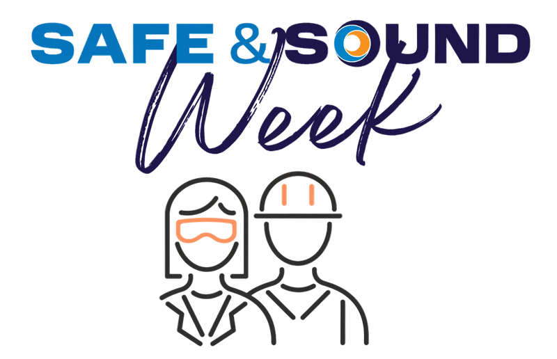 Safe and Sound Week logo with icon of workers