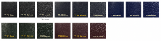 Swatches of different Tanotex Material for Casebound books