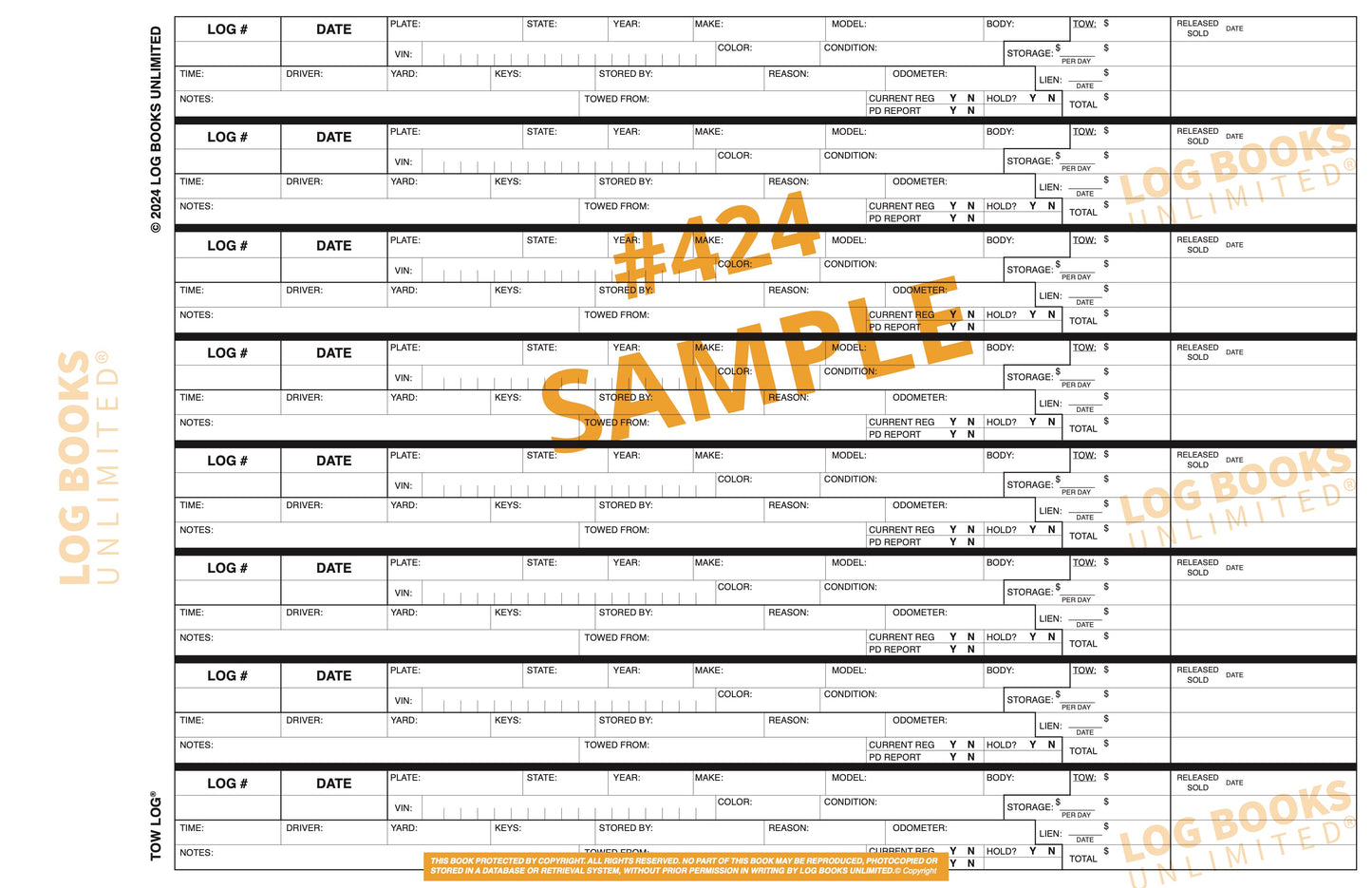 Tow Log Sample Page