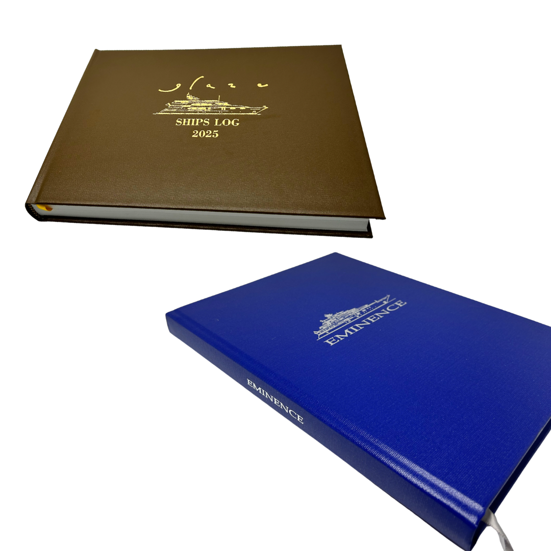 Two customizable vessel log books in different styles. 
