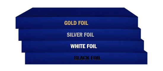 blue foil stamped log book