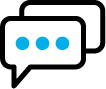 text bubbles with three blue dots