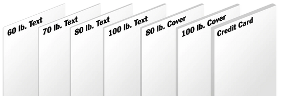 different sets of paper thickness in a row