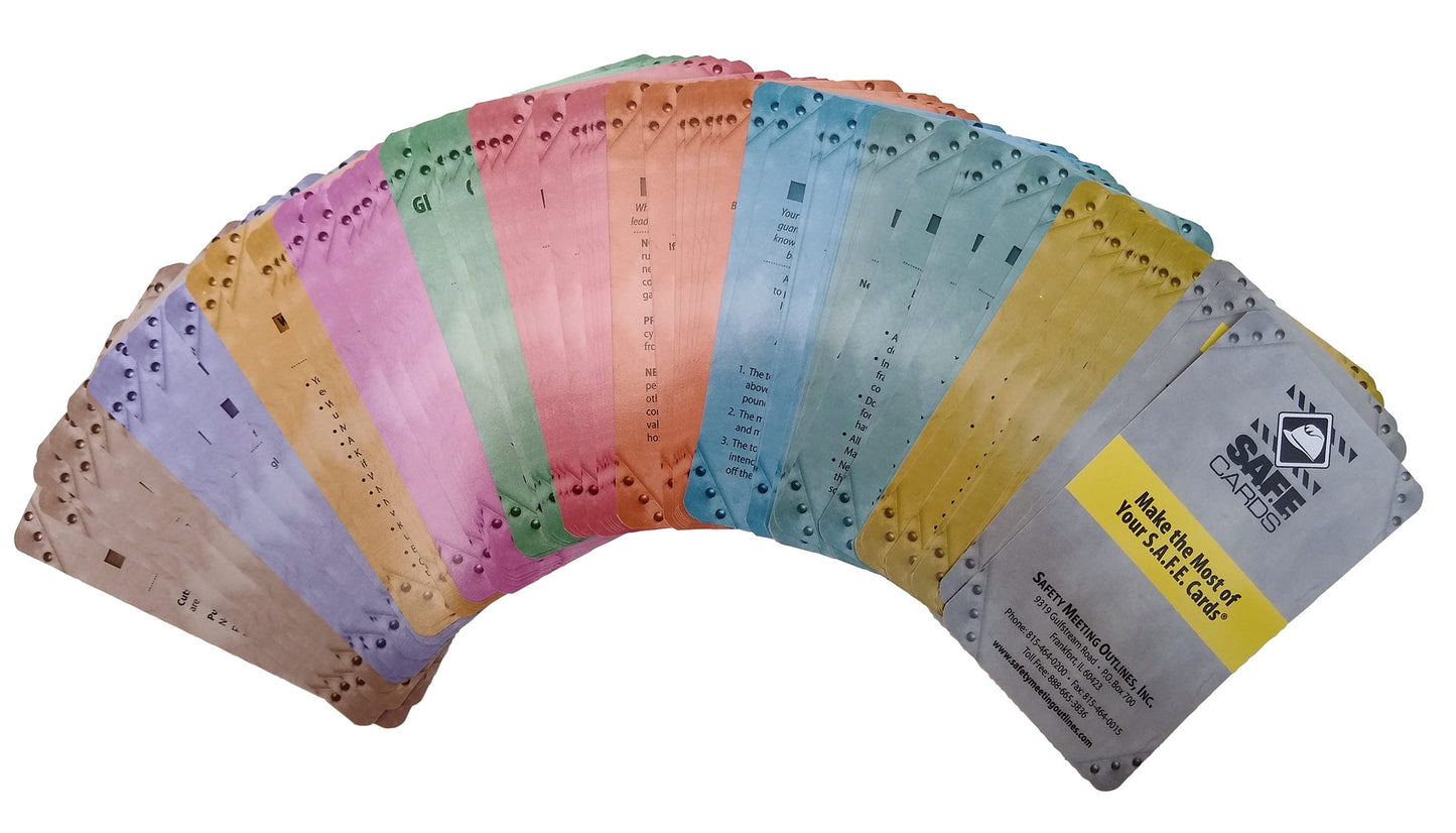 Safe cards instruction spread out in a variety of colors.