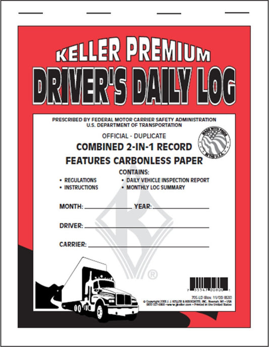Front cover of 2-In-1 Driver's Daily Log Book - Detailed DVIR #8530 (705-LD)