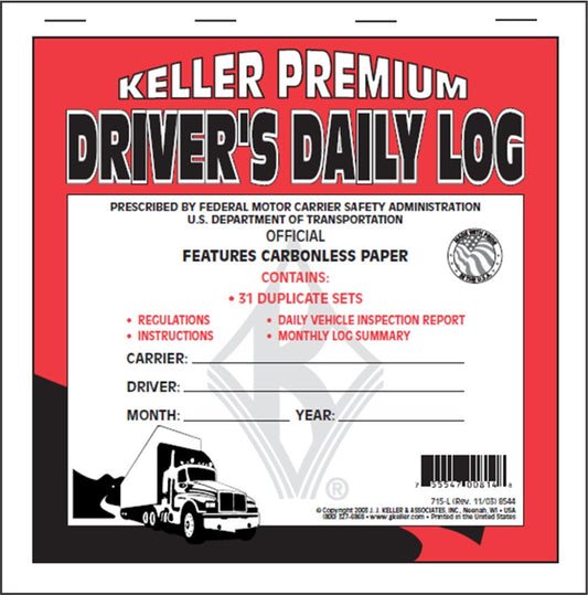 2-In-1 Driver's Daily Log Book - Simplified DVIR #8544 (715-L) Front Cover