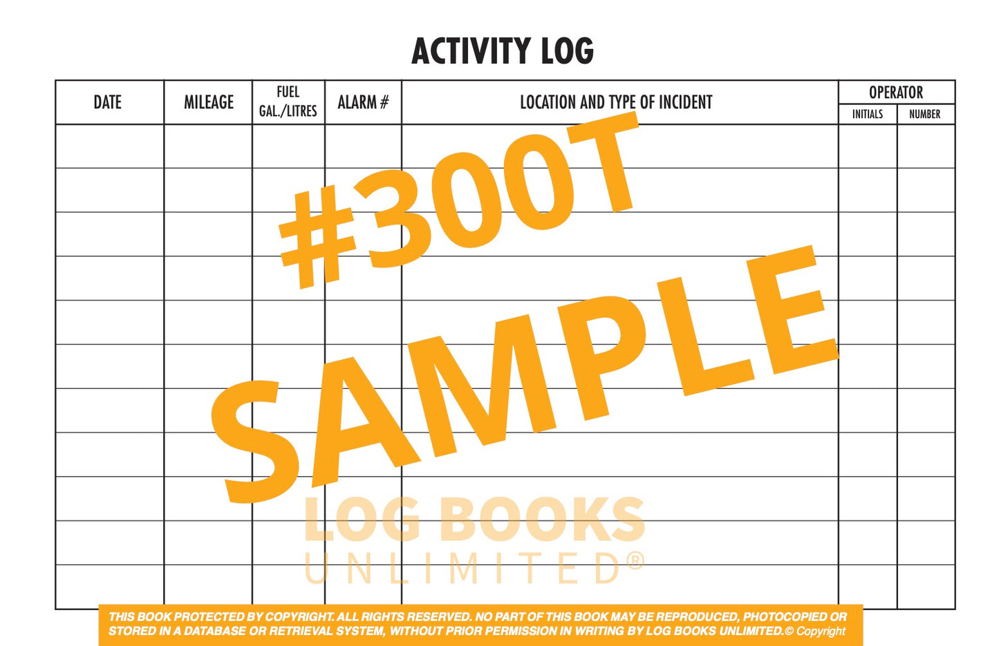 Fire Truck Activity Log Book #300T