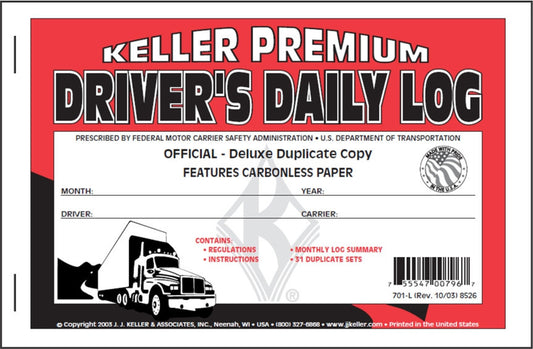 Driver's Daily Log Book - No DVIR #8526 (701-L) Front Cover