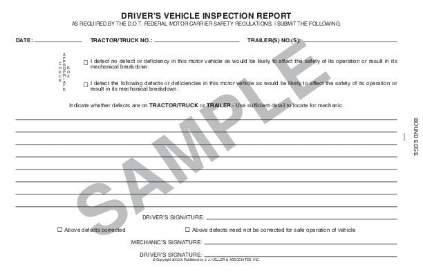 Driver's Daily Log Book - Simplified DVIR & Recap #8527 (601-L) Back Sample Page
