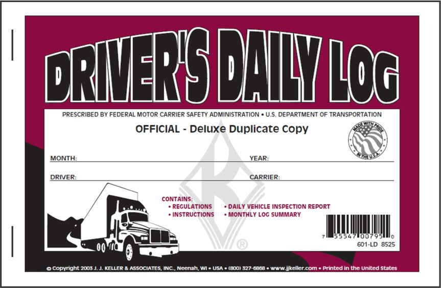 Driver's Daily Log Book - Detailed DVIR & Recap #8525 (601-LD) Front Cover