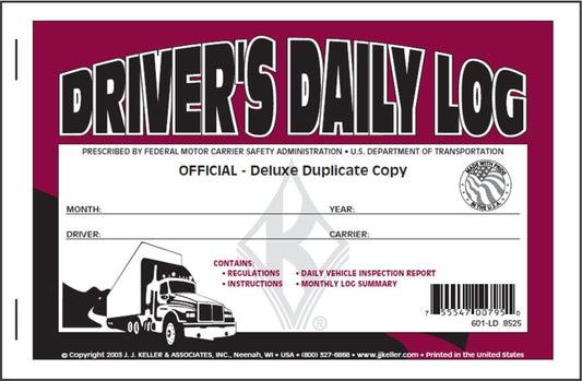 Driver's Daily Log Book - Detailed DVIR & Recap #8525 (601-LD) Front Cover