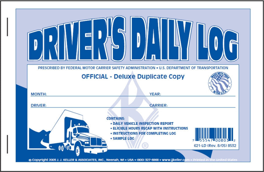 Driver's Daily Log Book (Detailed DVIR & Simplified Recap - Carbon) #8532(621-LD) Front Cover