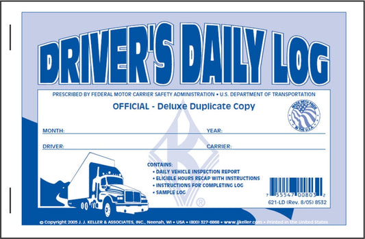 Driver's Daily Log Book (Detailed DVIR & Simplified Recap - Carbon) #8532(621-LD) Front Cover