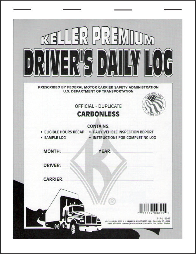 Driver's Daily Log Book (Detailed DVIR & Simplified Recap - Carbonless) #8545(717-L) Front Cover