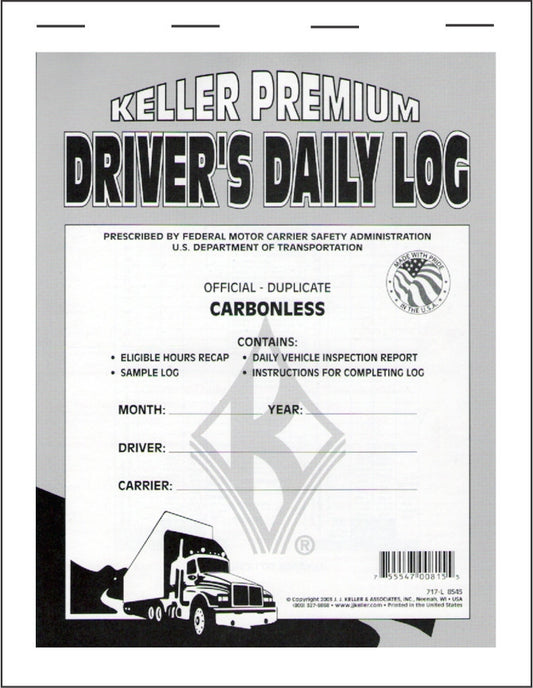Driver's Daily Log Book (Detailed DVIR & Simplified Recap - Carbonless) #8545(717-L) Front Cover