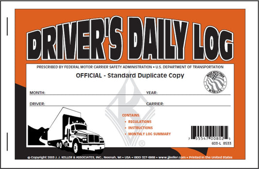 Driver's Daily Log Book (No DVIR or Recap - Carbon) #8533 (603-L) Front Cover