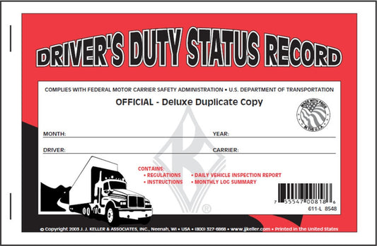 Driver's Duty Status Record Log Book - Simplified DVIR #8548 (611-L) Front Cover
