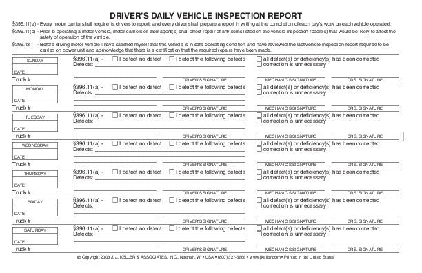 Driver's Exemption Log Book (Simplified DVIR, Short-Haul Operations - Carbon) #9056(692-L) Sample Page Back