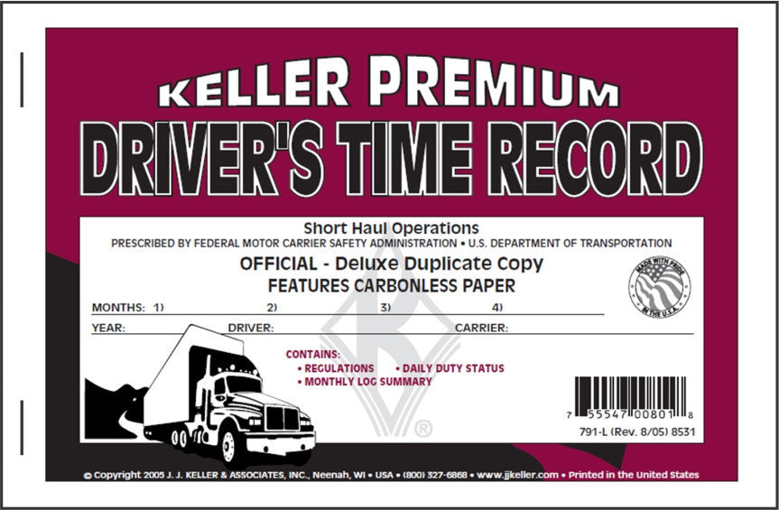 Driver's Exemption Log, Short-Haul Operations #8531 (791-L) Front Cover